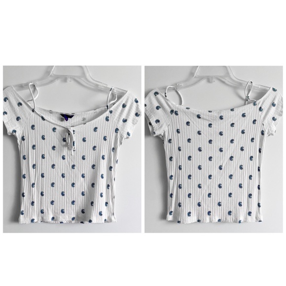 2 off the shoulder white and black tops - Picture 4 of 6